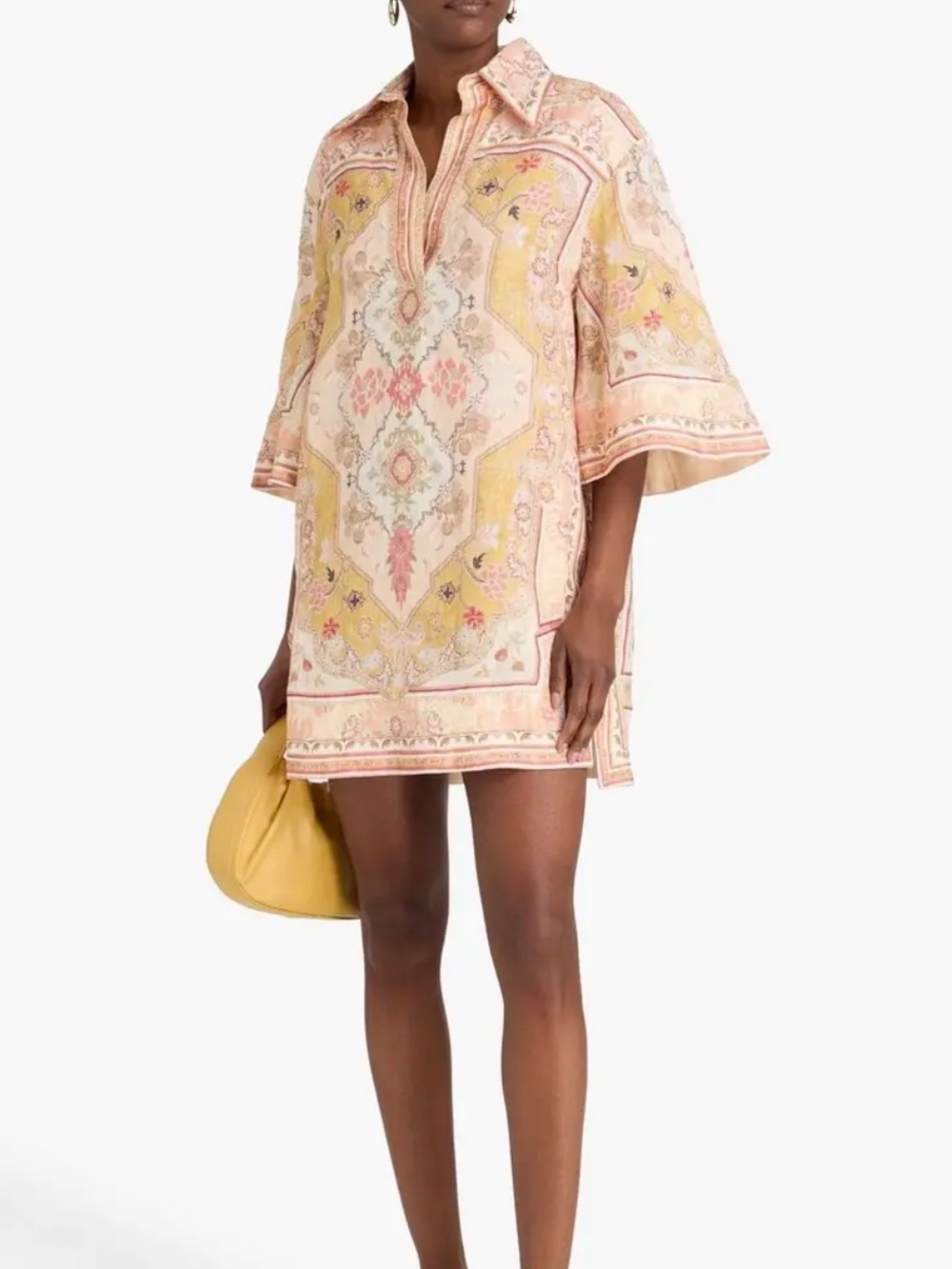 Zimmermann Pastel Yellow and Pink Paisley Mini Dress
